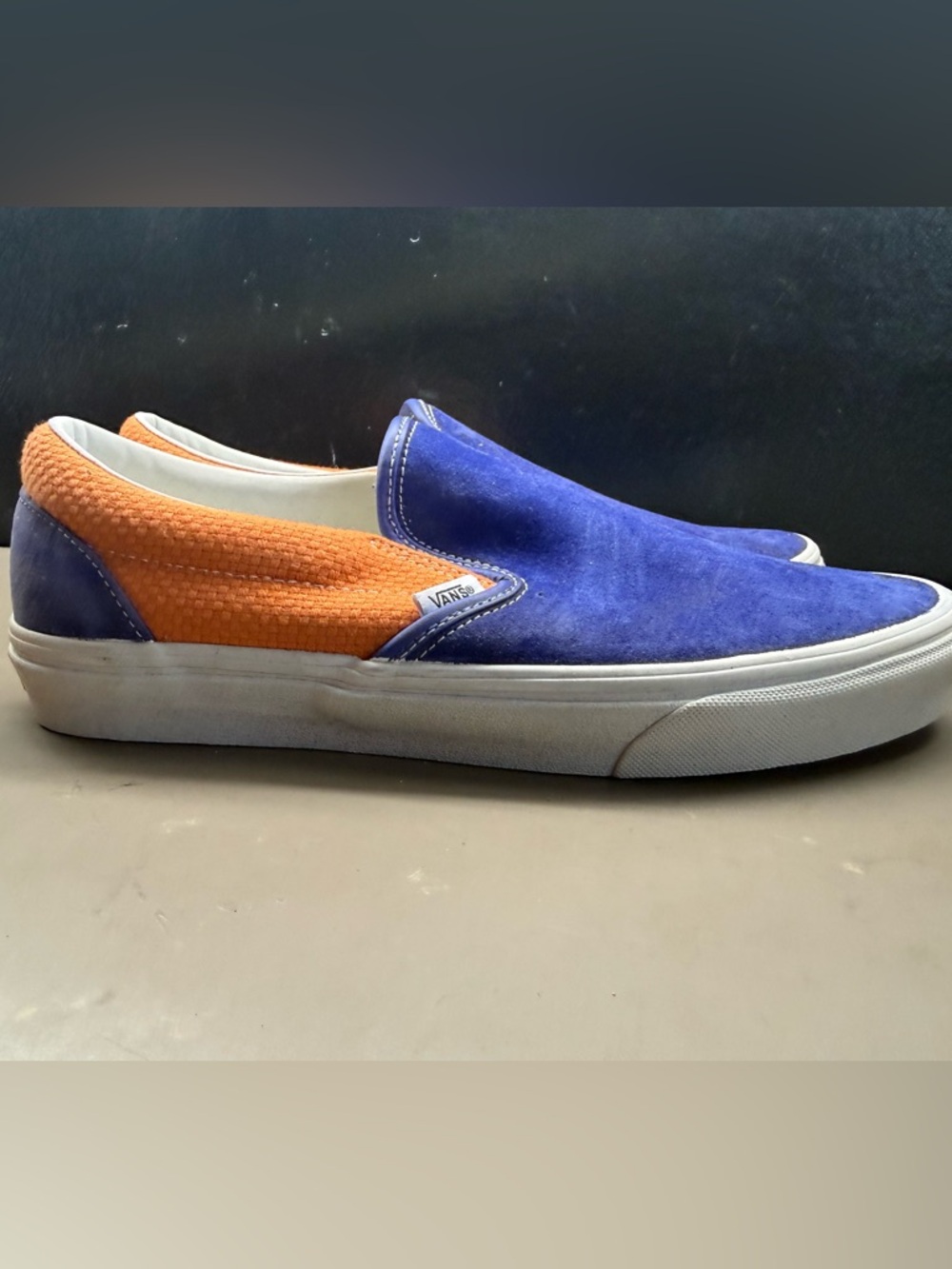 New w/ Box Men’s Vans Classic Slip On P&C Royal Blue Apricot Suede Size Men 11.5
